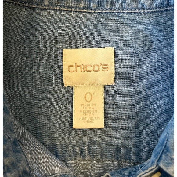 Chico’s Women’s Size 0 US/Small Blue Chambray Button Up Shirt - Picture 5 of 7